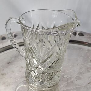 Vintage Pressed Glass Pitcher Creamer Pineapple Pattern